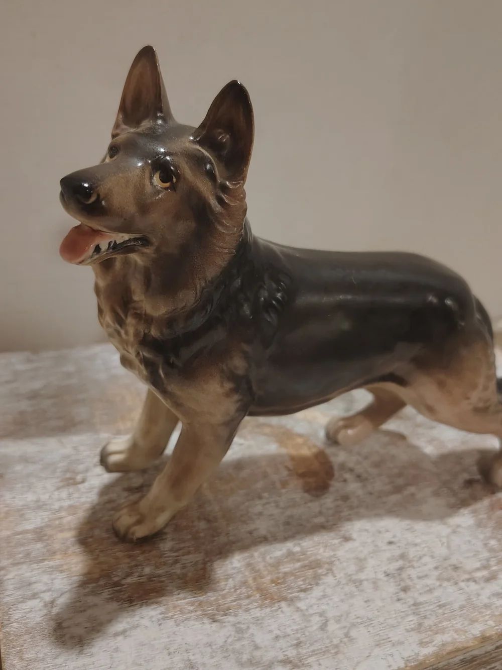 Classic Brown and Black German Shepherd Dog Figurine Vintage Japan C108